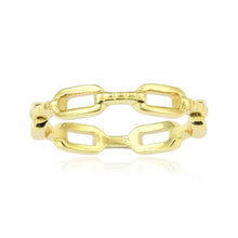 Load image into Gallery viewer, Chain Yellow Gold Plated Sterling Silver Ring 