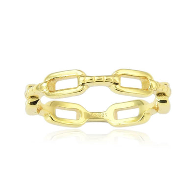 Chain Yellow Gold Plated Sterling Silver Ring 