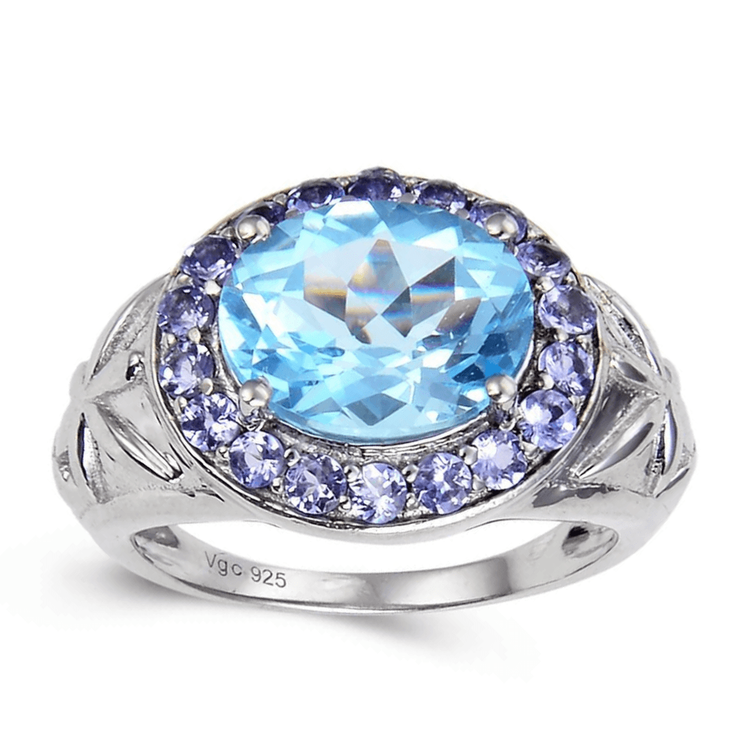 Blue Topaz and Tanzanite Statement Ring, statement ring, chunky ring design