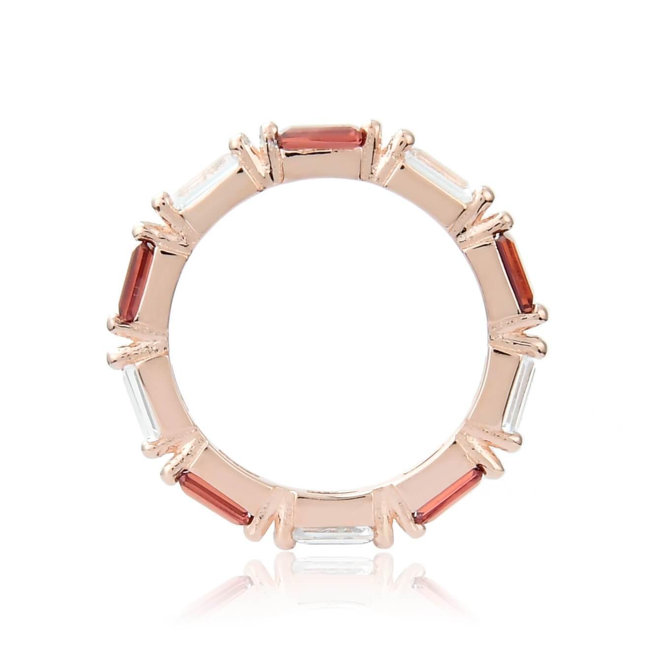 All Natural Garnet and White Topaz Baguette Style Ring