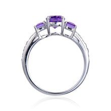 Load image into Gallery viewer, February birthstone ring, three stone ring design, eternity ring design