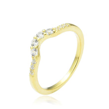 Load image into Gallery viewer, White Sapphire Yellow Gold Plated Crown Ring