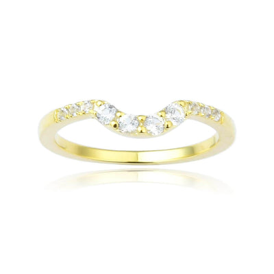 White Sapphire Yellow Gold Plated Crown Ring