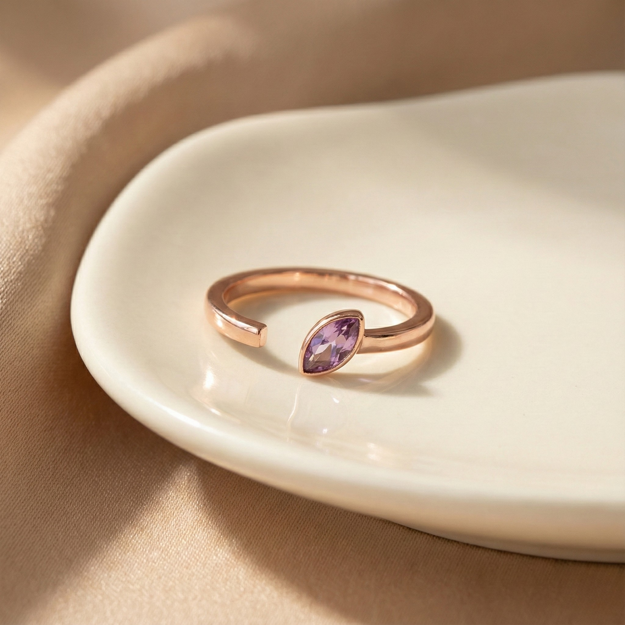Amethyst Marquise Open Midi Rings