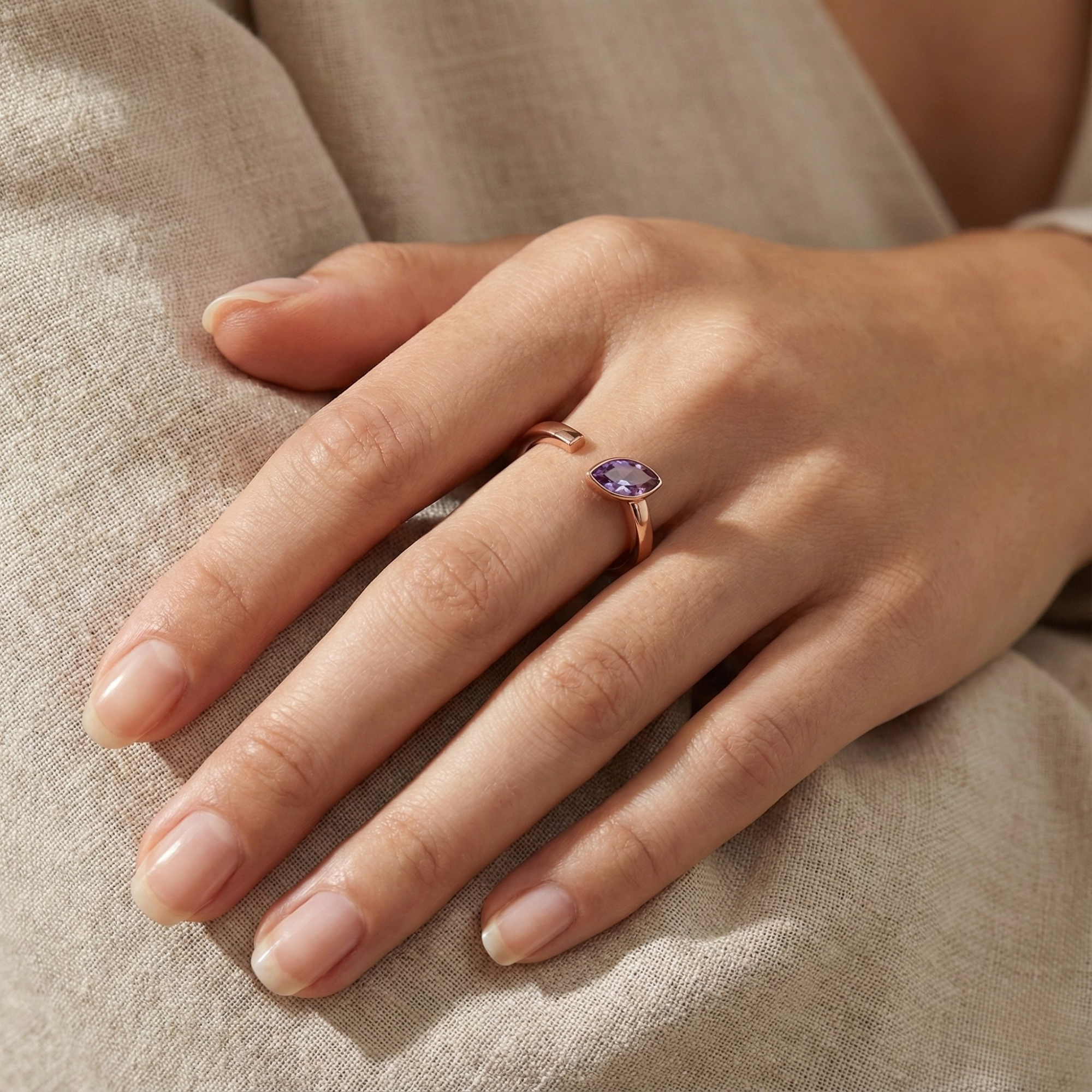 Amethyst Marquise Open Midi Rings