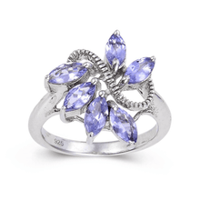 Load image into Gallery viewer, Tanzanite Marquise Fashion Ring, tanzanite ring in sterling silver, 925 sterling silver and tanzanite fashion ring