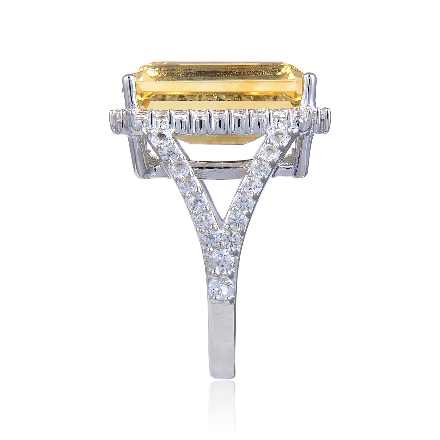 Cocktail ring citrine, genuine citrine ring, Natural yellow citrine ring for women