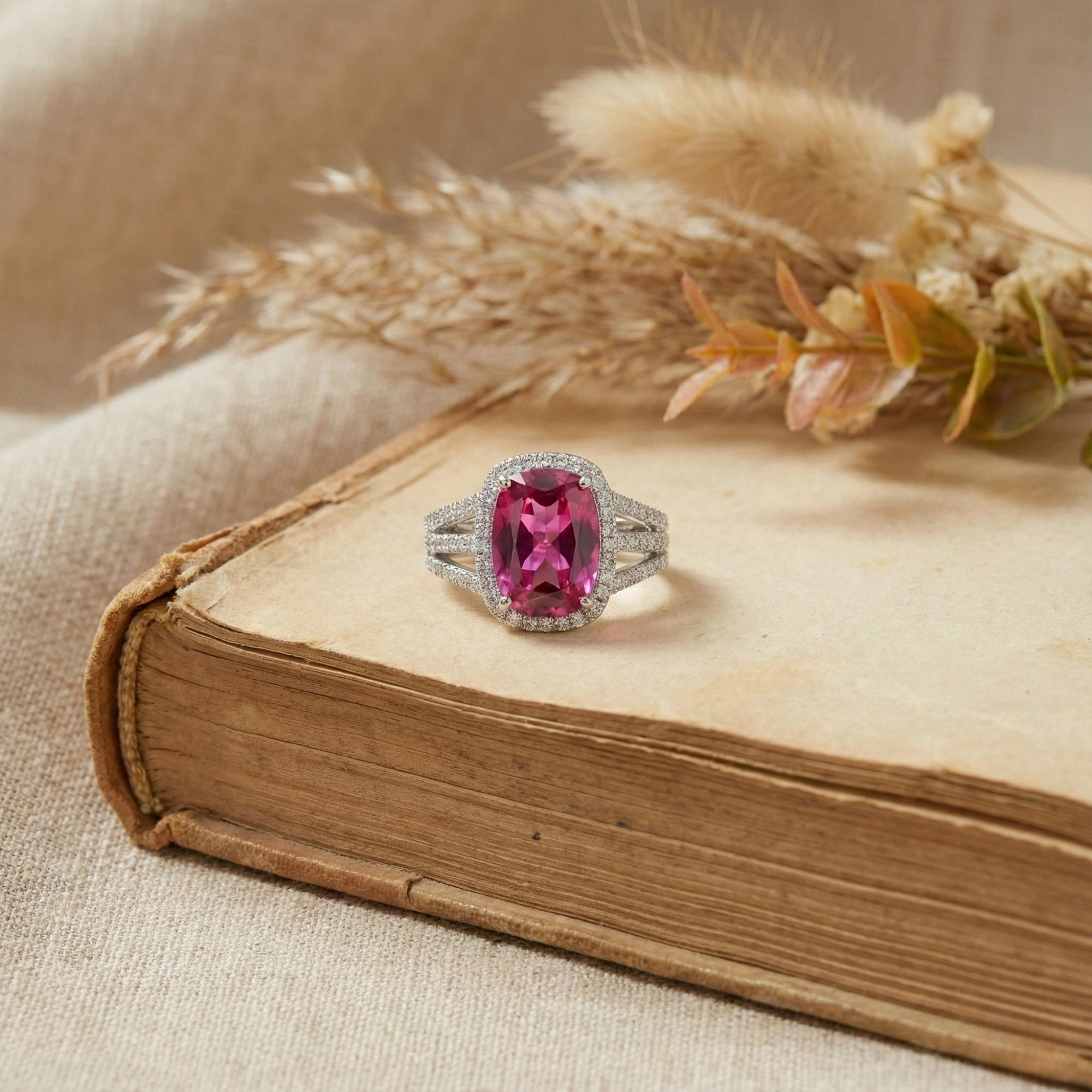 Purple Sapphire Cushion Statement Ring