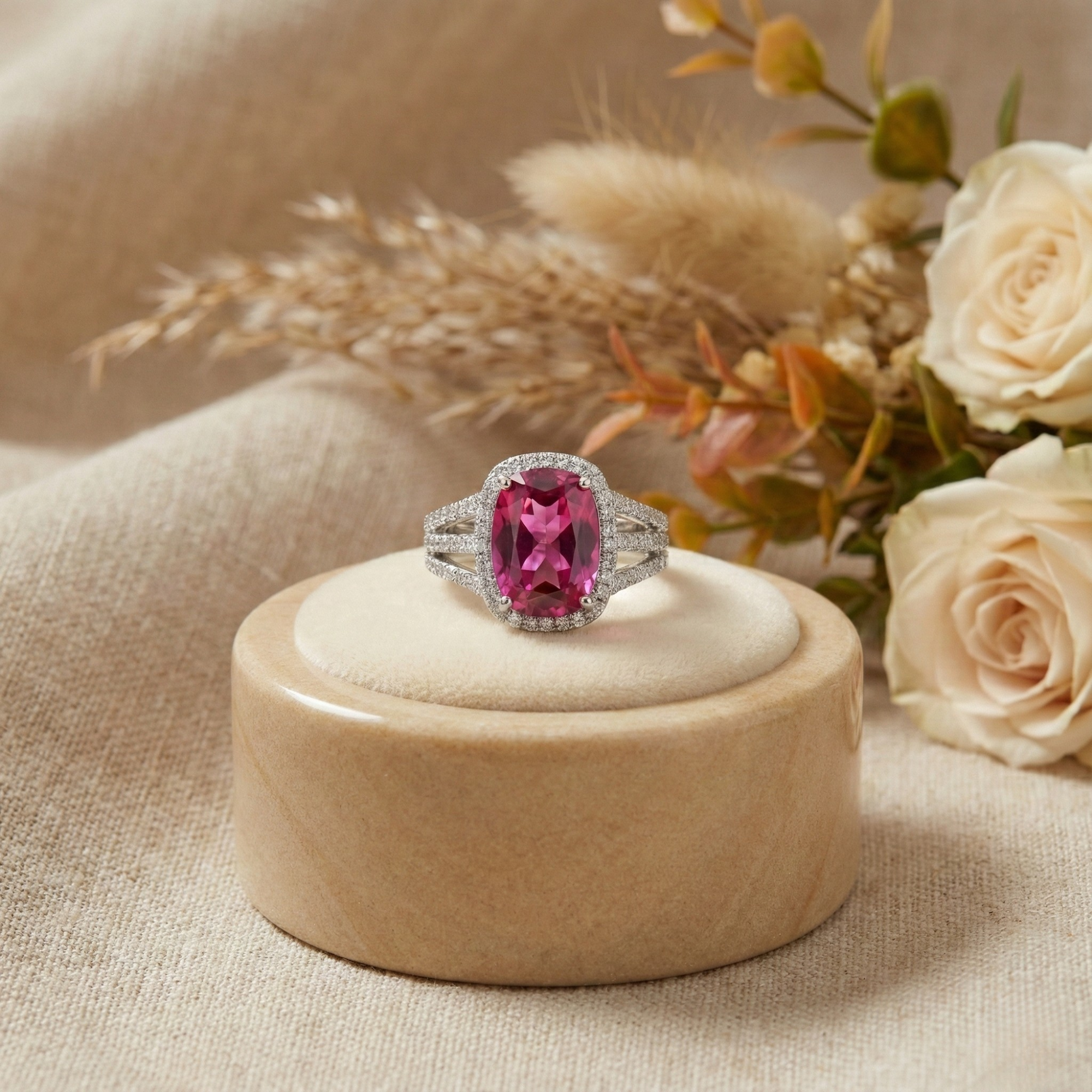 Purple Sapphire Cushion Statement Ring