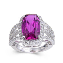Load image into Gallery viewer, Barbie Inspired Cushion cut ring, 925 Sterling Silver ring with White Topaz