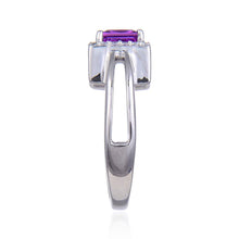 Load image into Gallery viewer, Topaz and sapphire ring, purple gemstone ring, halo ring designs for her, cocktail ring for women