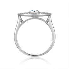 Load image into Gallery viewer, Natural Blue Topaz Protection Ring with Moissanite Accents 925 Sterling Silver Ring Evil Eye Best Guardian Ring Gift For Her - FineColorJewels