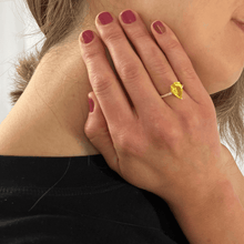 Load image into Gallery viewer, RINGS FOR GIRLFRIEND REAL LOOKING yellow sapphire ring bright yellow ring yellow cocktail ring proposal ring gift Gift for Women Yellow Gold Diamond Bold Ring - FineColorJewels