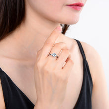 Load image into Gallery viewer, Classic Cushion Blue Topaz Ring.
$ 50 &amp; Under, 6, Blue, Cushion Checkerboard, Blue Topaz, White Topaz, 925 Sterling Silver, Solitair  