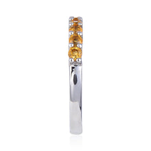 Load image into Gallery viewer, Sterling Silver Round Citrine Ring
$ 50 &amp; Under, 7, Oval, Citrine, Golden Yellow, White, White Topaz, 925 Sterling Silver, Eternity Band