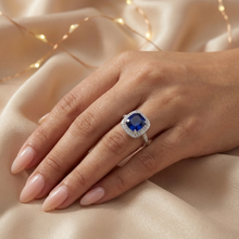 Load image into Gallery viewer, Ceylon Sapphire Cushion Statement Ring