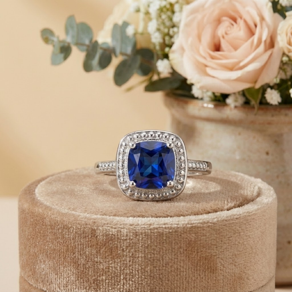 Ceylon Sapphire Cushion Statement Ring