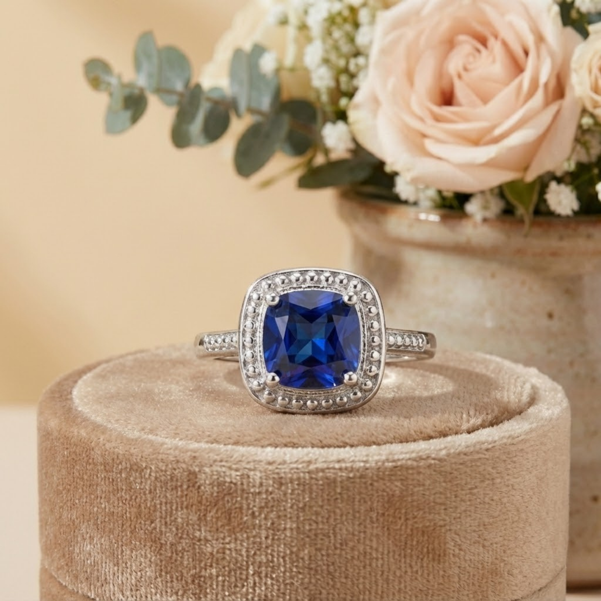 Ceylon Sapphire Cushion Statement Ring