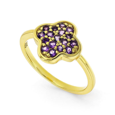 Four-Leaf Clover Dark Amethyst Ring - FineColorJewels