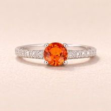 Load image into Gallery viewer, Round  Peach Sapphire Solitaire Ring