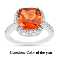 Load image into Gallery viewer, Lab Grown Peach Padparadscha Sapphire Ring, Peach sapphire halo ring, cushion shape sapphire ring