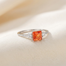 Load image into Gallery viewer, Peach Sapphire Three Stones Ring
