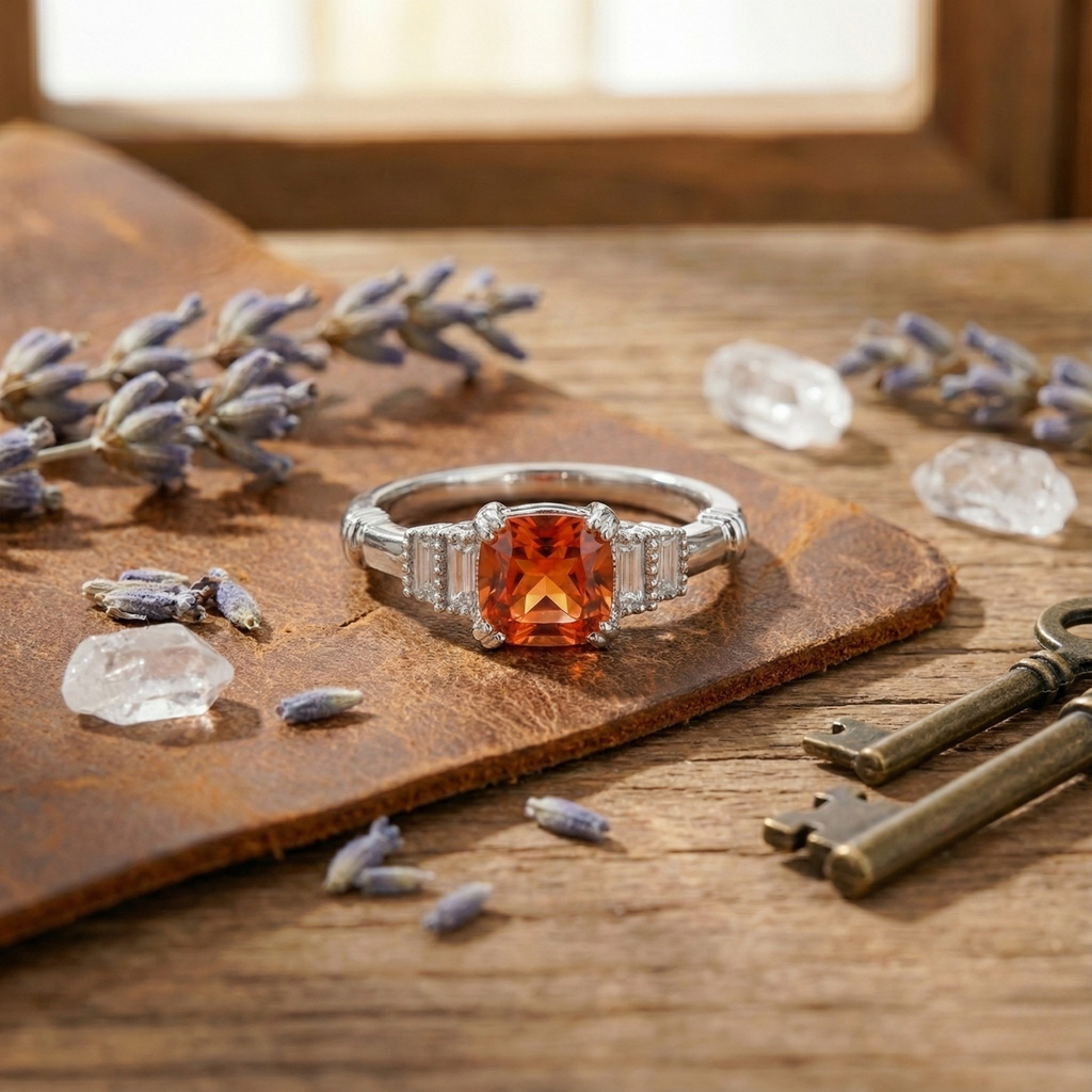 Peach Sapphire Five Stone Ring