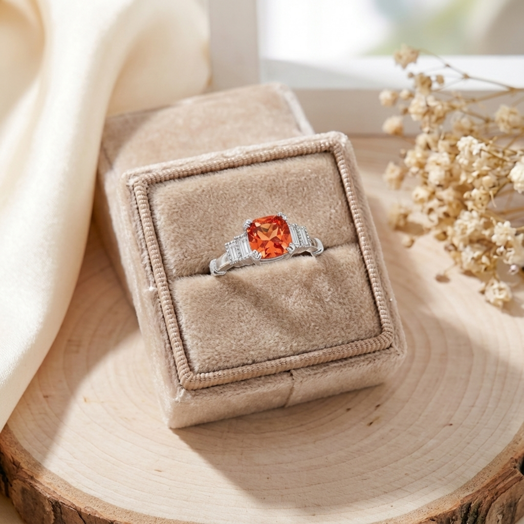 Peach Sapphire Five Stone Ring