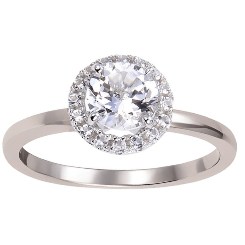 White Topaz Halo Style Promise Ring, sterling silver white topaz ring