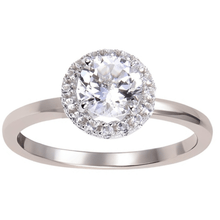Load image into Gallery viewer, White Topaz Halo Style Promise Ring, sterling silver white topaz ring