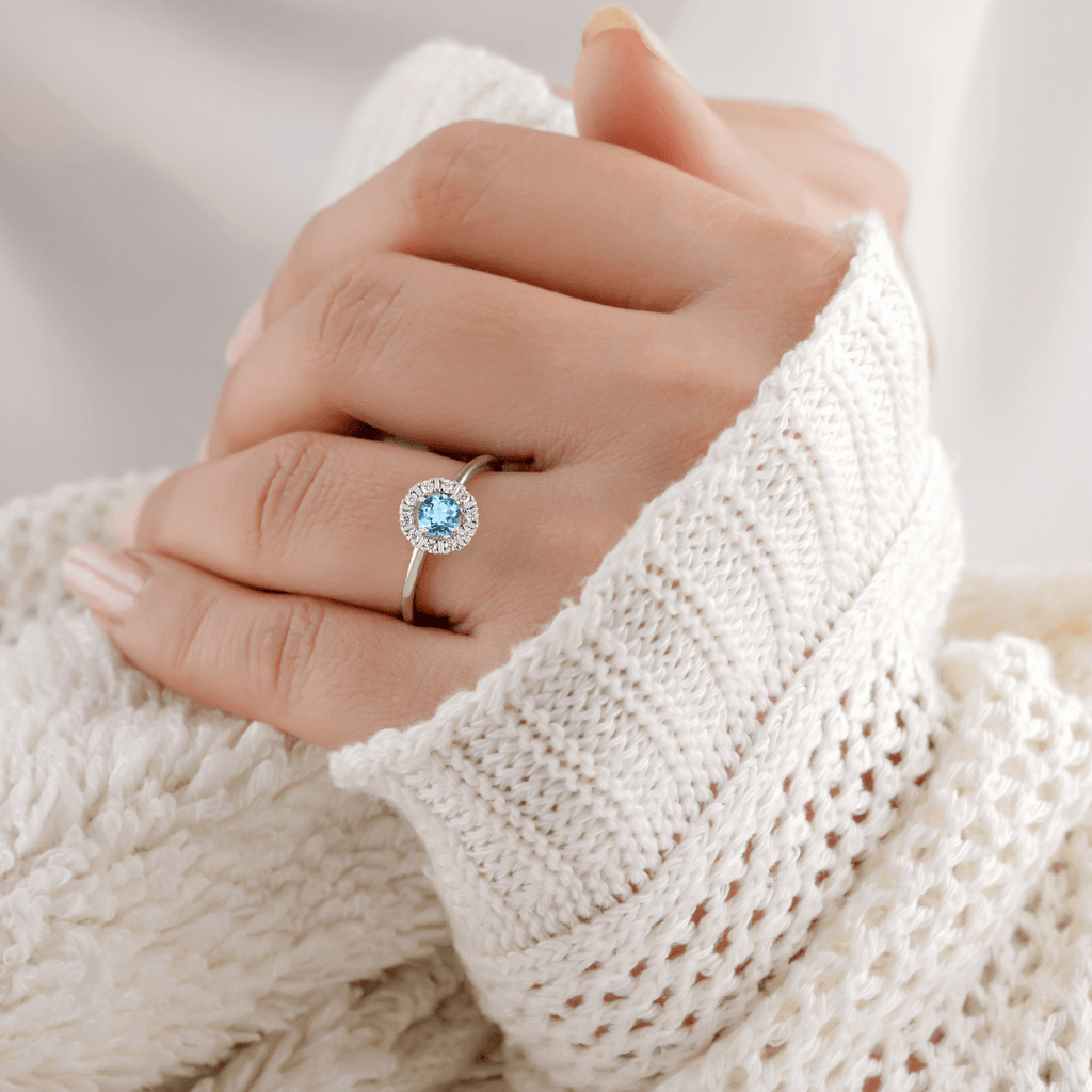Natural Blue Topaz Round Halo Ring FineColorJewels best gift for girls, best gift for women, Blue Topaz Jewelry, Blue Topaz Ring, Christmas gift, December Birthstone, dla-dm-discount-all-154898, gift for her, Gift for Mom, gift for women, gift from daughter, New Year gift, Valentine's Day gift