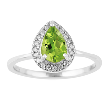Load image into Gallery viewer, Natural Green Peridot Teardrop Halo Ring Fine Color Jewels august birthstone, best gift for girls, best gift for women, Christmas gift, dla-dm-discount-all-154898, gift for her, Gift for Mom, gift for women, gift from daughter, gift ideas for her, green gemstone ring, Mother&#39;s Day Gift, New Year gift, Peridot Engagement Ring, Peridot Gemstone Ring, peridot jewelry, ring for her, Teardrop Pear ring, Valentine&#39;s Day gift