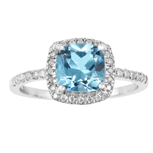 Load image into Gallery viewer, Natural Blue Topaz Cushion Halo Ring FineColorJewels 925 Sterling Silver, best gift for girls, best gift for women, Blue Topaz Jewelry, Blue Topaz Ring, December Birthstone, dla-dm-discount-all-154898, gift for her, Gift for Mom, gift for women, gift from daughter, Valentine&#39;s Day gift