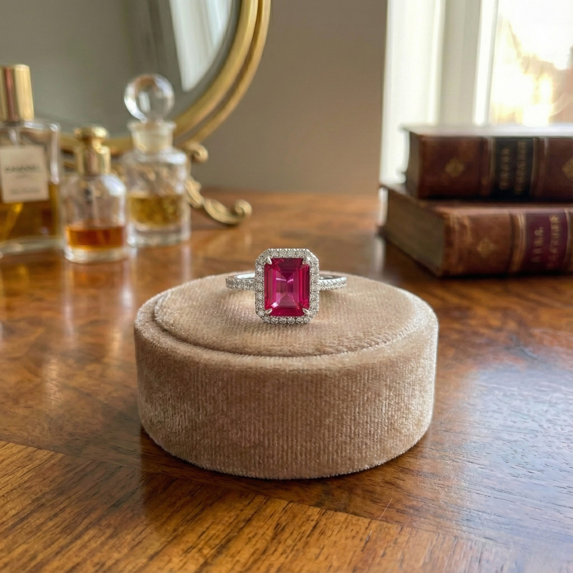 Lab Grown Ruby Octagon Ring