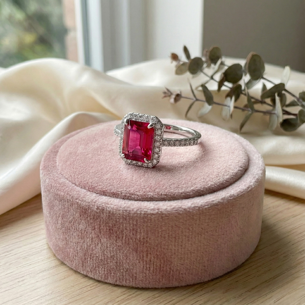 Lab Grown Ruby Octagon Ring