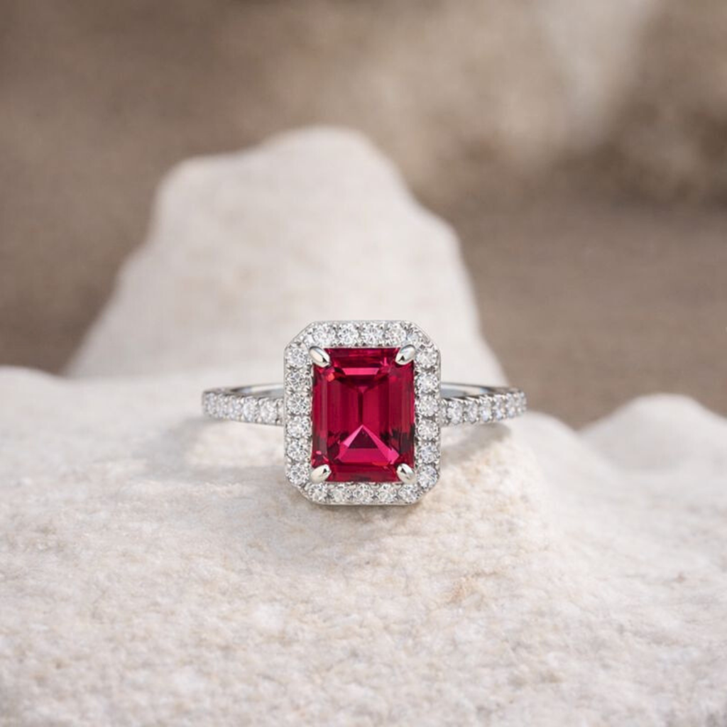 Lab Grown Ruby Octagon Ring
