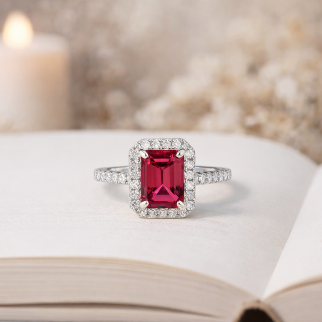 Lab Grown Ruby Octagon Ring