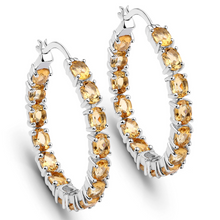 Load image into Gallery viewer, Genuine Citrine Hoop Earrings