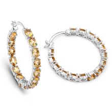 Load image into Gallery viewer, Genuine Citrine Hoop Earrings