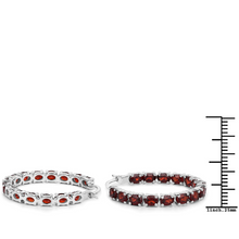 Load image into Gallery viewer, Genuine Garnet Hoop Earrings