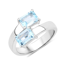 Load image into Gallery viewer, Genuine Blue Topaz Bypass Ring