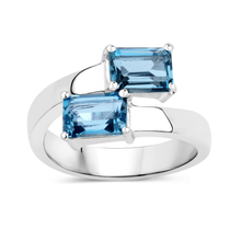 Load image into Gallery viewer, Genuine London Blue Topaz Bypass Ring