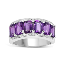 Load image into Gallery viewer, Genuine Amethyst Half Eternity Band Ring