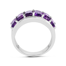 Load image into Gallery viewer, Genuine Amethyst Half Eternity Band Ring