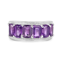 Load image into Gallery viewer, Genuine Amethyst Half Eternity Band Ring