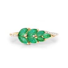 Load image into Gallery viewer, 14K Zambian Emerald And Diamond Cluster Ring