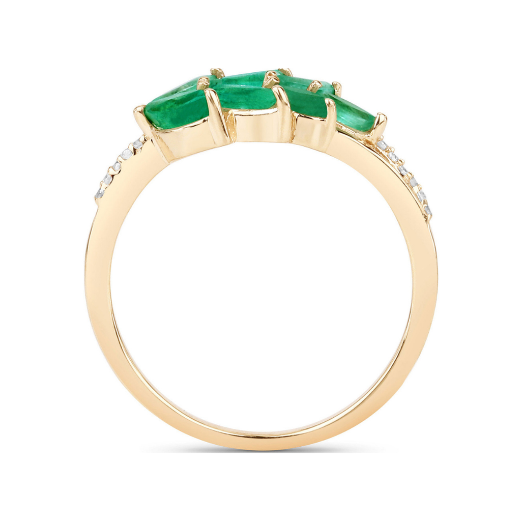 14K Zambian Emerald And Diamond Cluster Ring