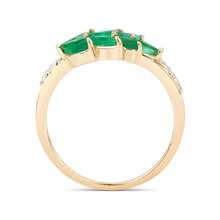 Load image into Gallery viewer, 14K Zambian Emerald And Diamond Cluster Ring