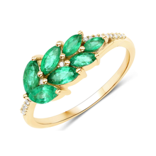 Load image into Gallery viewer, 14K Zambian Emerald And Diamond Cluster Ring