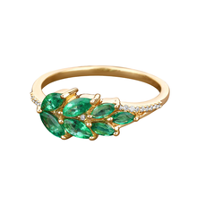 Load image into Gallery viewer, 14K Zambian Emerald And Diamond Cluster Ring